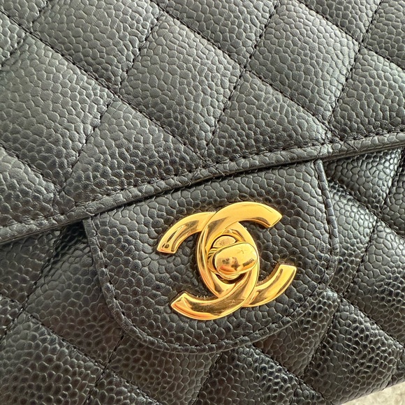 Doubla flap small size bag black leather caviar gold brand new full box - Picture 7 of 14